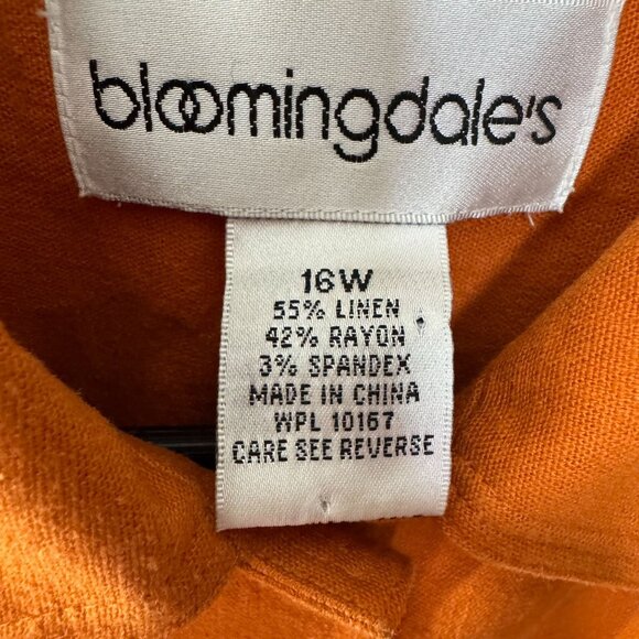 Bloomingdales‎ Womens Orange Linen Blend Button Front Utility Jacket Size 16W - Picture 4 of 6